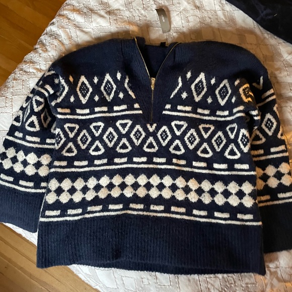 Relaxed half-zip sweater in geometric knit - Picture 3 of 7